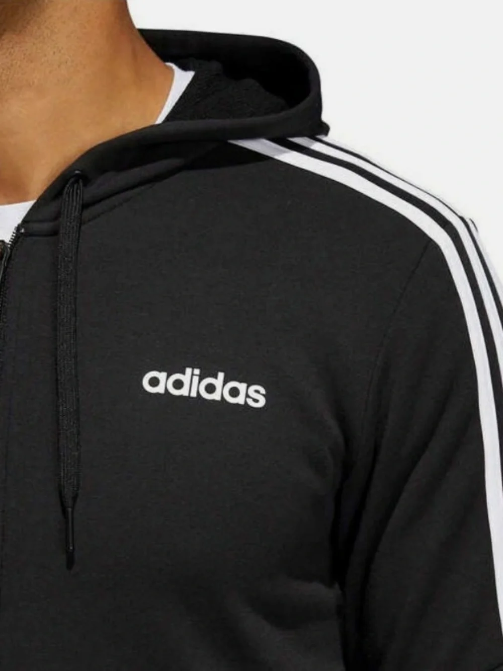 ADIDAS Three Striped Medium Mens Black Jacket/Hoodie